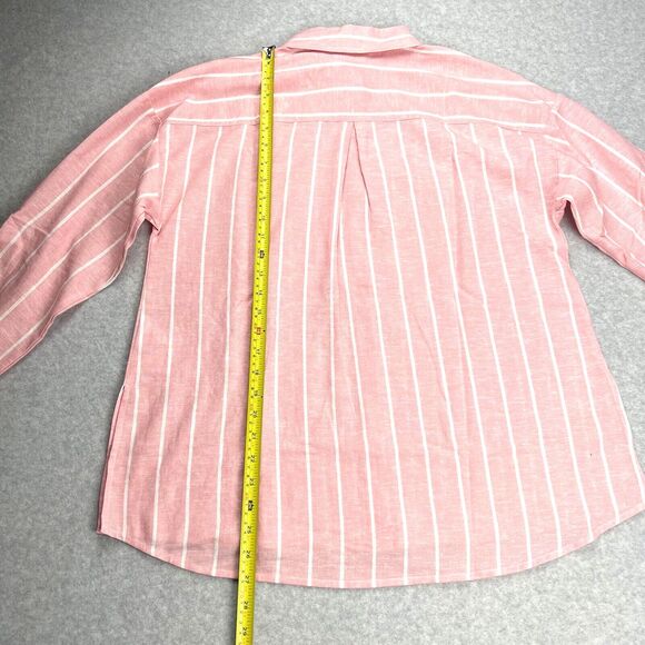 G by Giuliana Shirt Womens Small Pink Striped Button Front Casual Soft Everyday - Picture 7 of 16